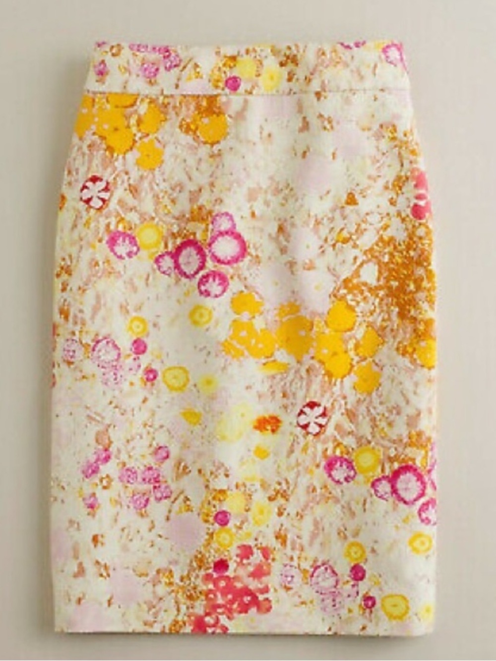 J. Crew Yellow, Pink & Orange Floral-Print Pencil Skirt